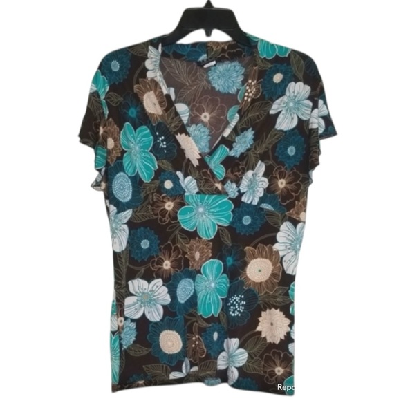 JKLA Floral V-Neck Wrap Women's Top - Picture 1 of 6